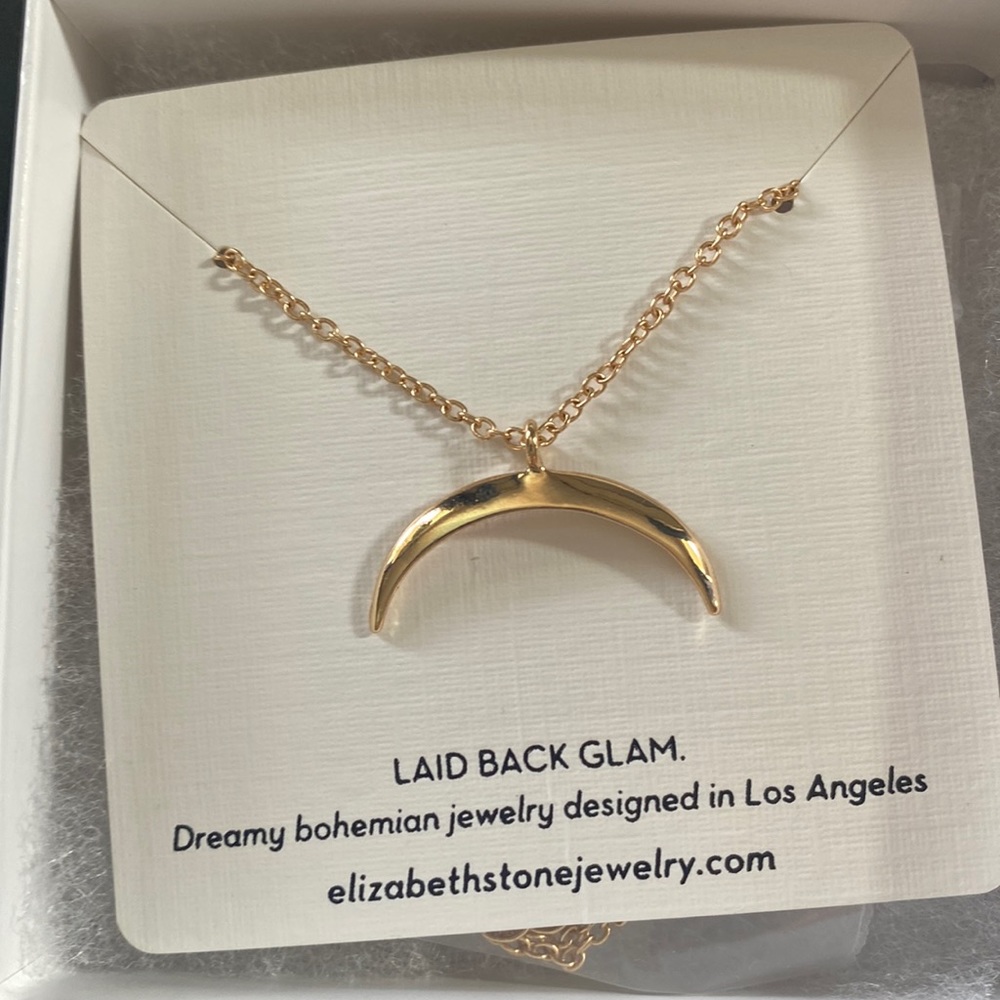 Elizabeth Stone laid back glam moon necklace NEW